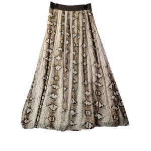 White House Black Market Women’s Skirt 8 Snakeskin Print Midi A-Line Neutral